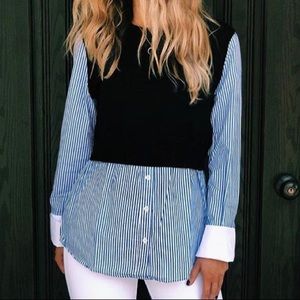 DO & BE button down with “sweater” overlay